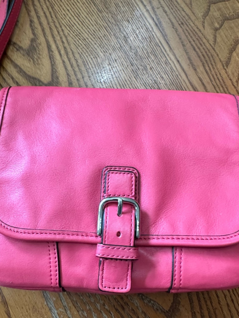 Coach Hot Pink Leather Buckle Crossbody